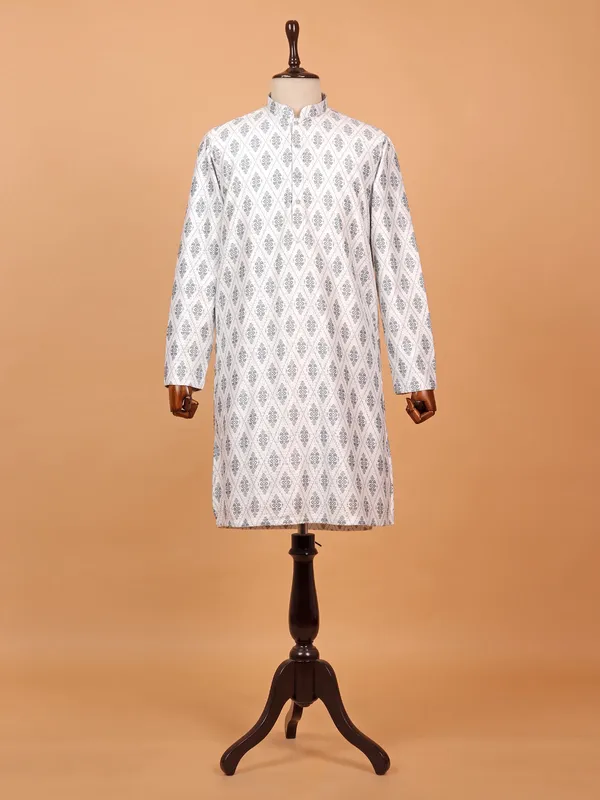 Off white cotton kurta suit for men