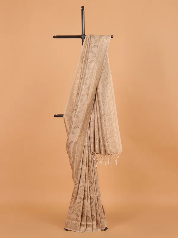 Off white kanjivaram silk saree for festive