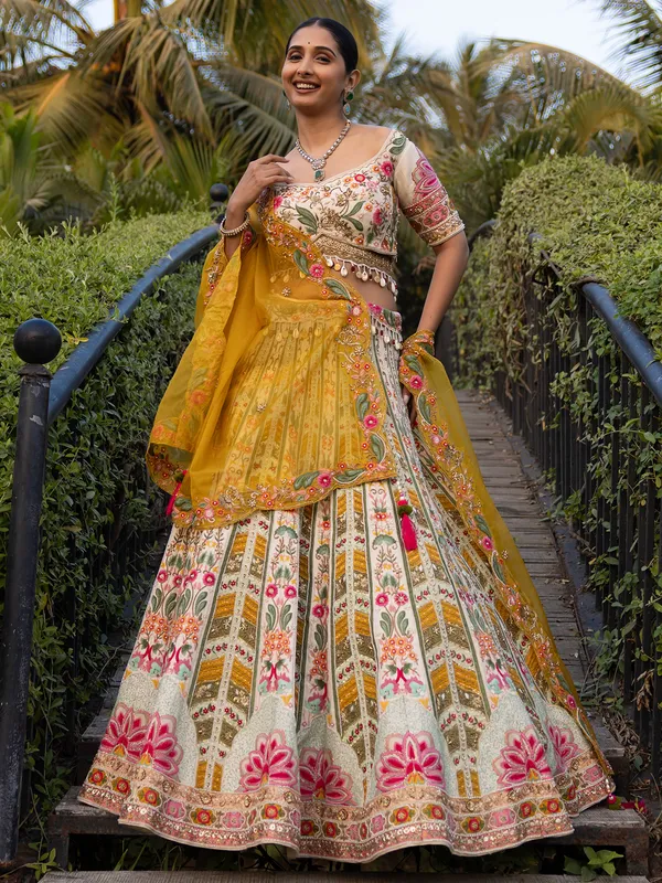 Off white lahenga choli in premium work