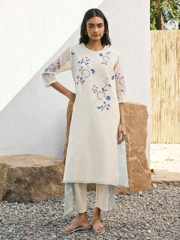Off white muslin cotton salwar suit