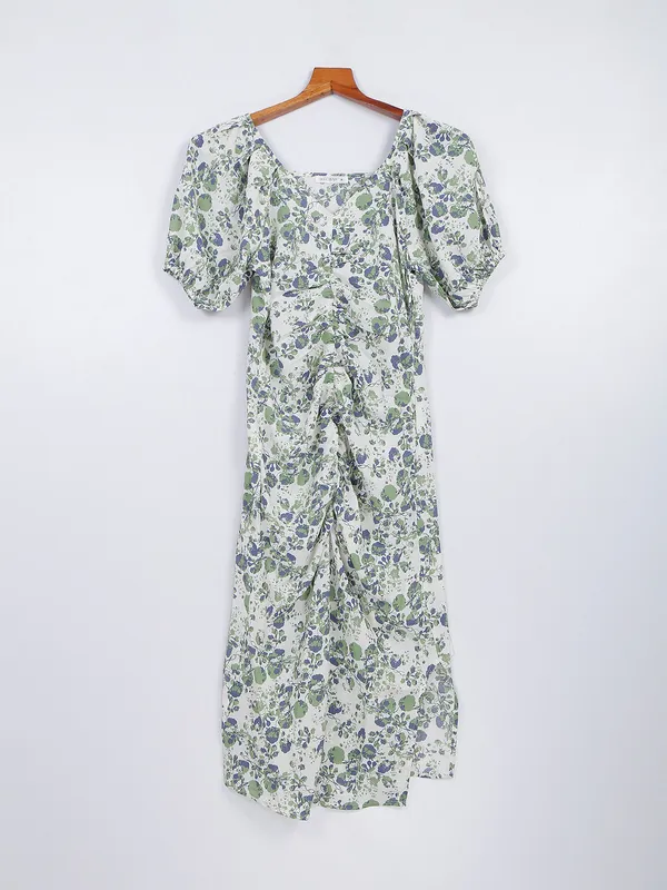 Off white printed maxi dress