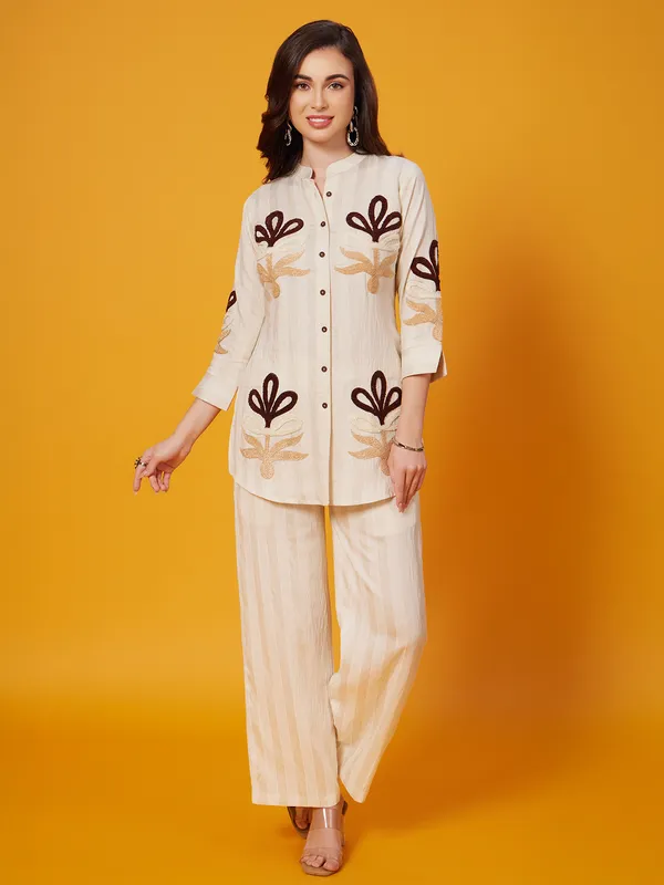 Off white silk co-ord set