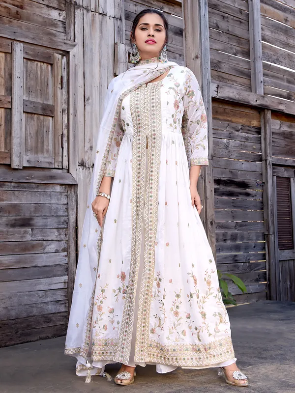 Off-white silk wedding wear palazzo suit