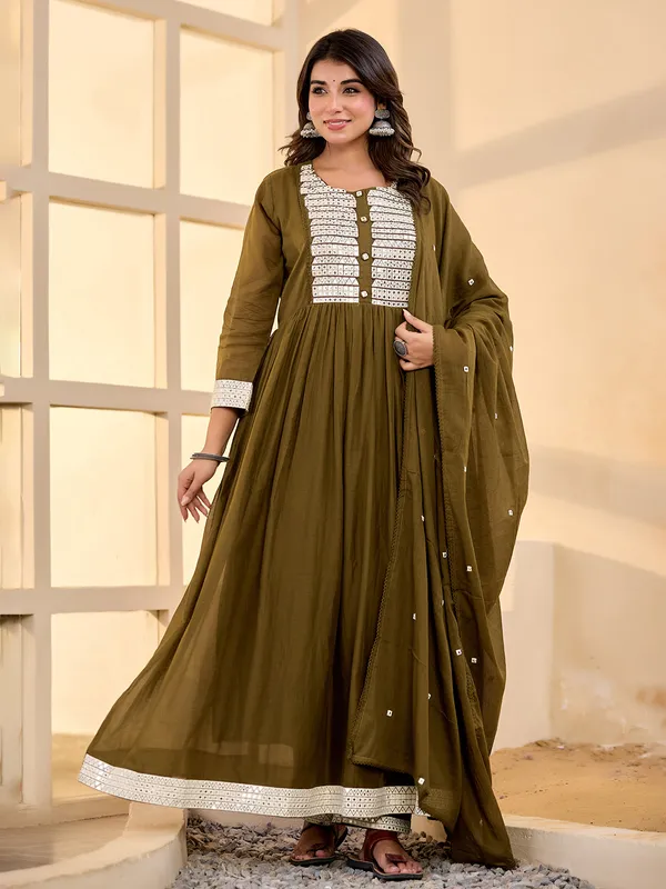 Olive grace pastel kurti set in cotton silk