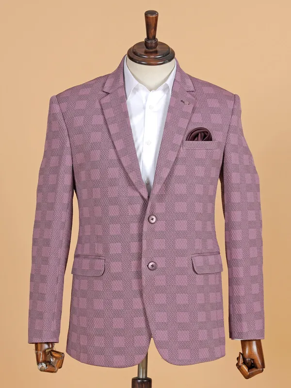 Onion pink checks terry rayon blazer