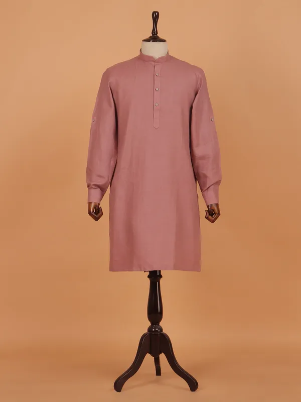 Onion pink cotton festive kurta set