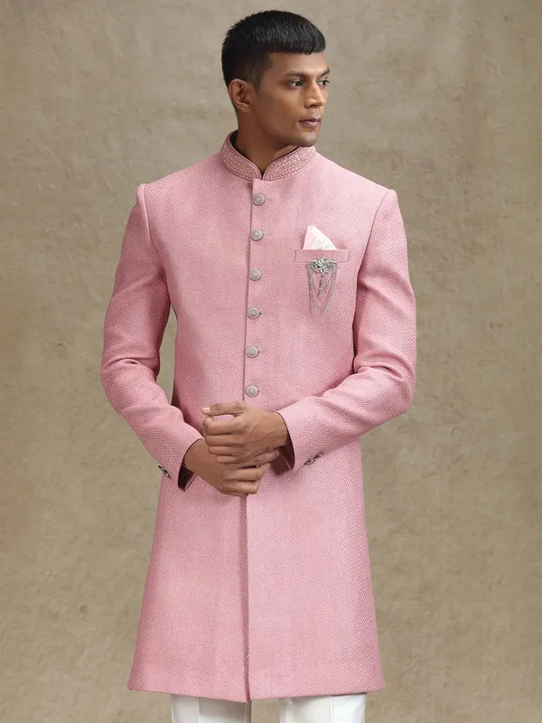 Onion pink indo western in rich embellishments