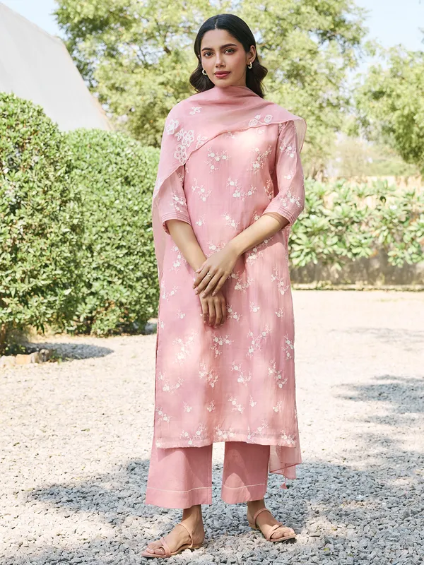 Onion pink muslin cotton salwar suit for women