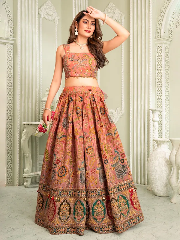 Onion pink silk lehenga choli for special ocassions