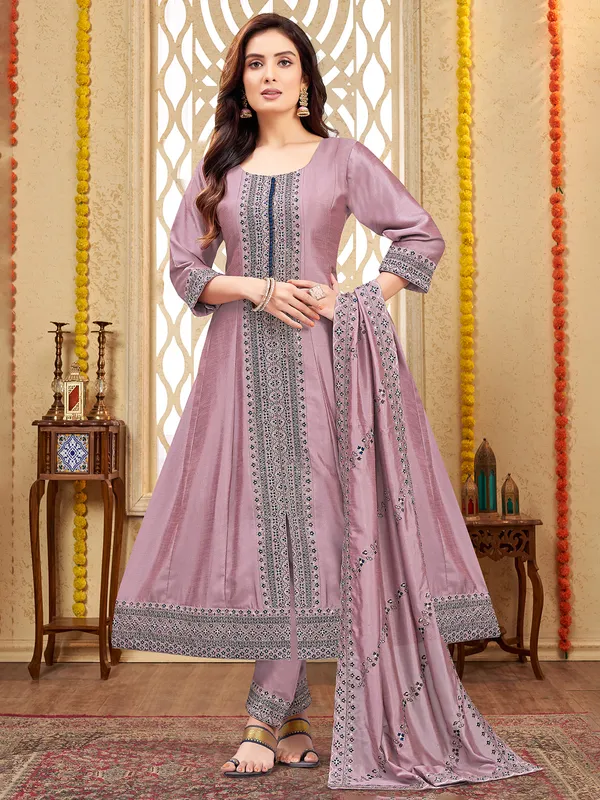 Onion pink silk salwar kameez with dupatta