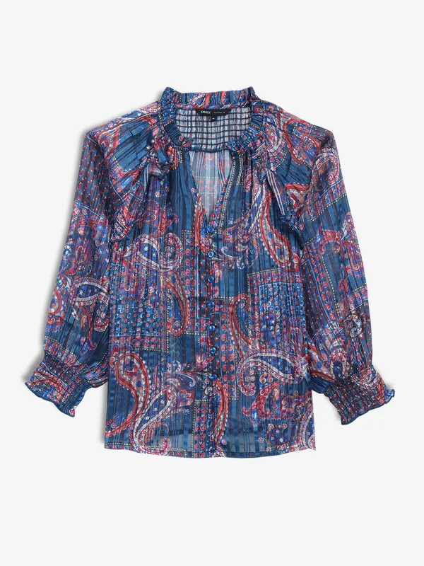 ONLY blue printed chiffon top