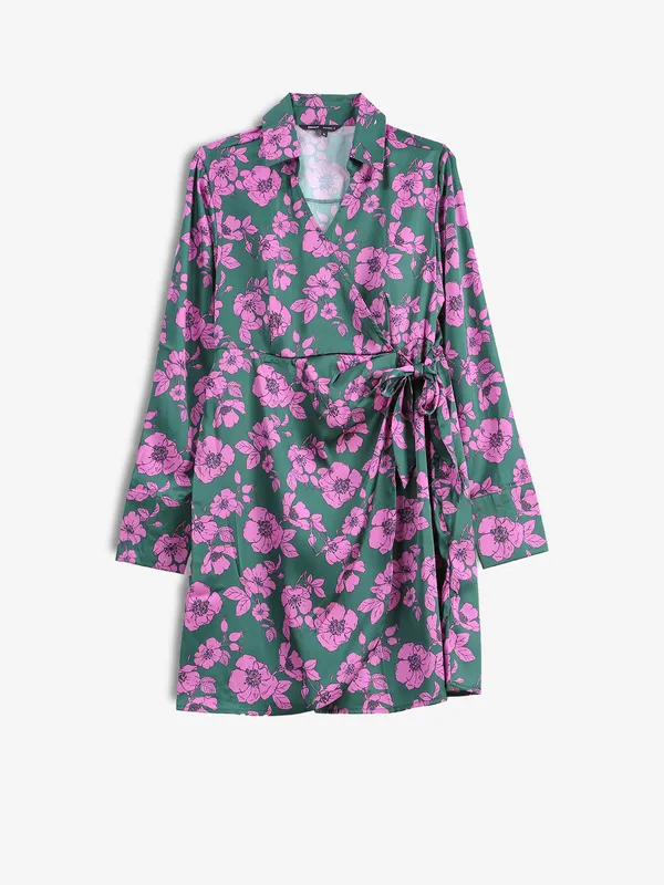 ONLY dark green floral printed dress