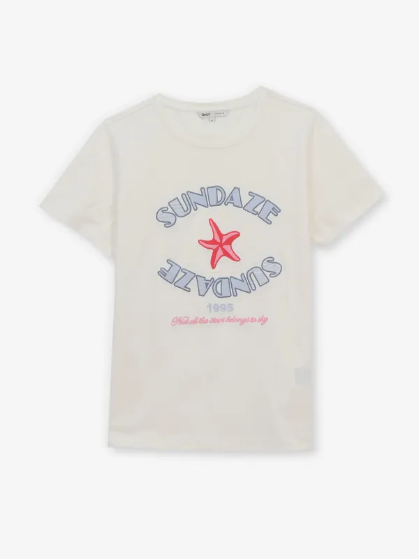 ONLY off-white cotton t-shirt for women