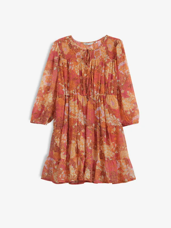 ONLY orange printed chiffon dress