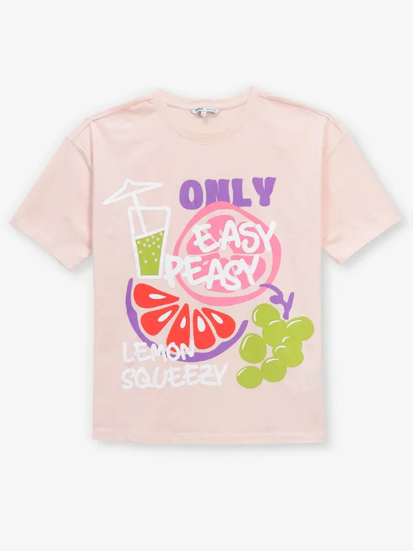 ONLY peach printed cotton t-shirt