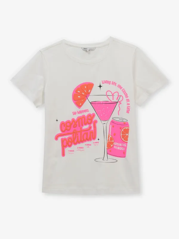 ONLY printed cotton off-white t-shirt
