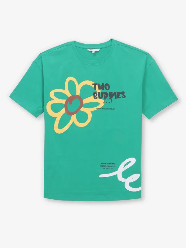 ONLY printed green cotton t-shirt