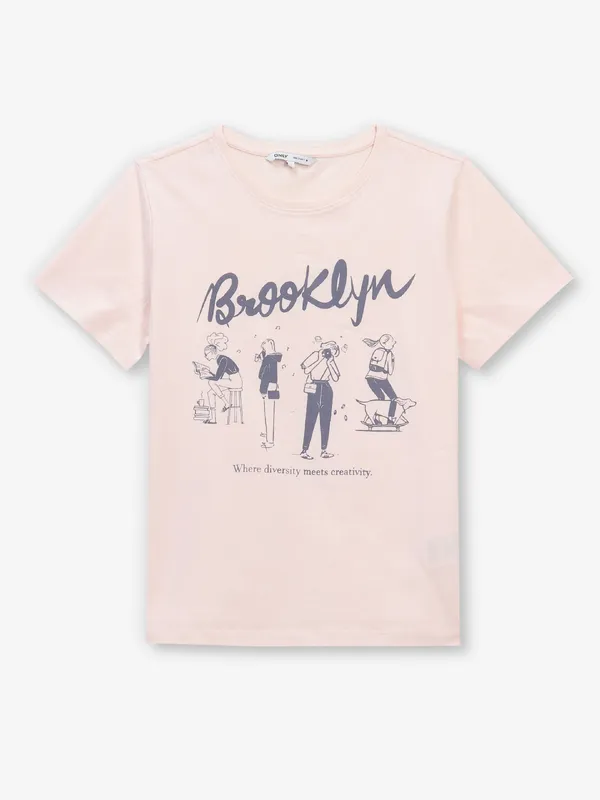 ONLY printed peach cotton t-shirt