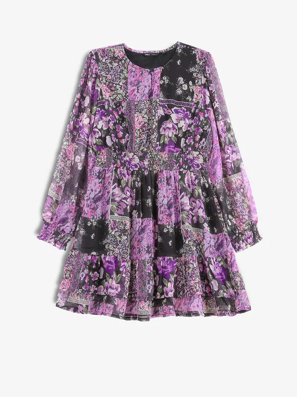 ONLY purple and black floral printed dress