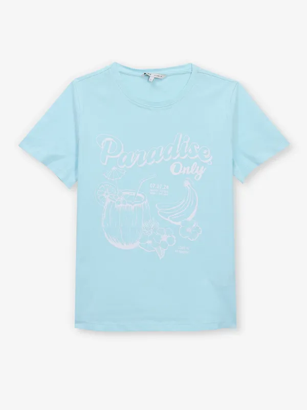 ONLY sky blue printed cotton t-shirt