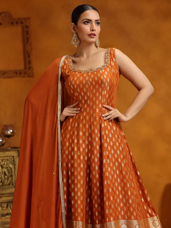 Orange banrasi silk wedding wear palazzo suit for women