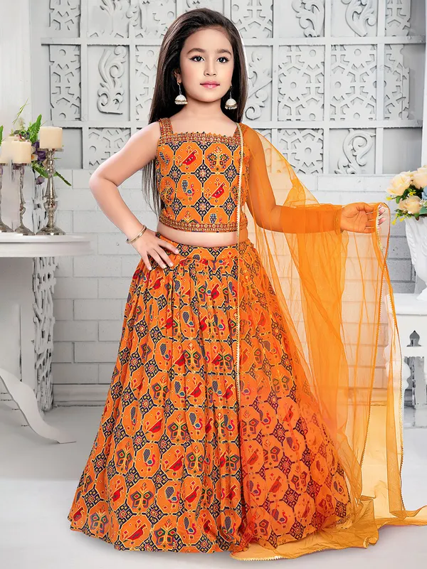 Orange lehenga choli in georgette for wedding