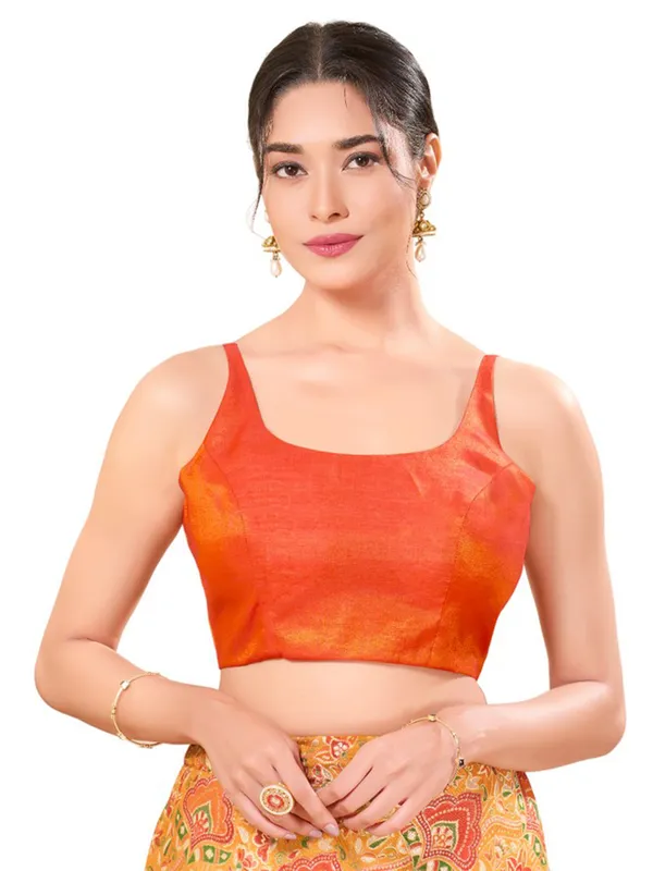 Orange readymade silk blouse