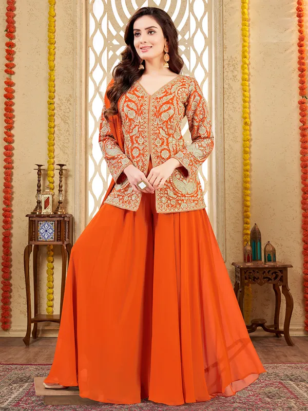 Orange salwar suit in soft georgette