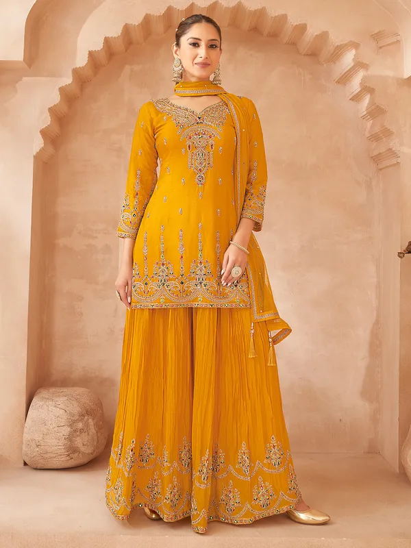 Orange silk palazzo suit for festival