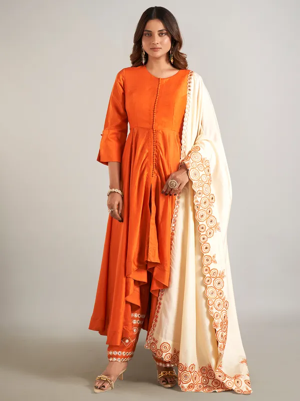 Orange silk palazzo suit for festive