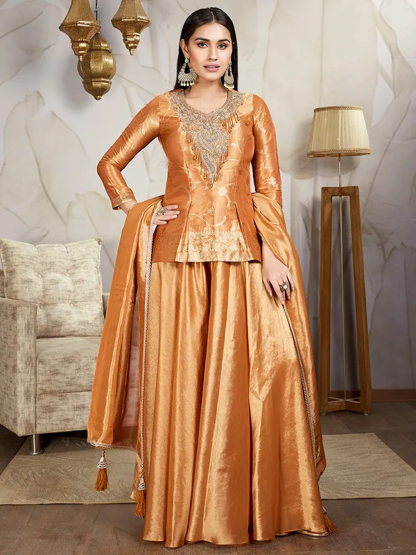 Orange silk palazzo suit for wedding