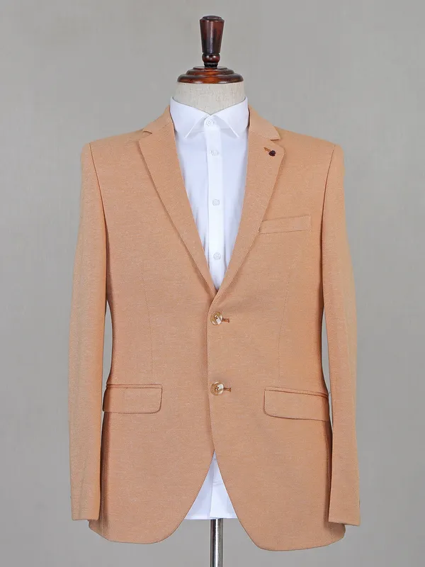 Orange terry rayon textured blazer for reception