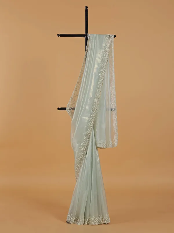 Organza saree in mint green colour
