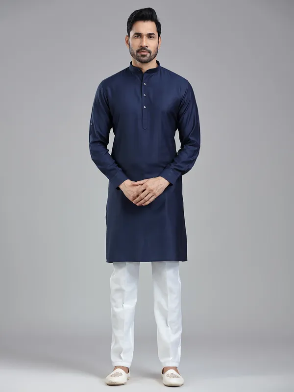 Oxford navy festival kurta suit for men