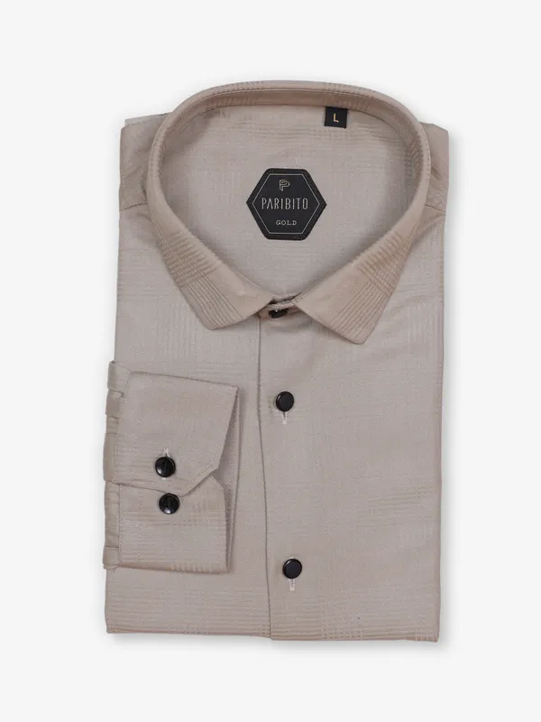 PARIBITO beige texture shirt for party wear