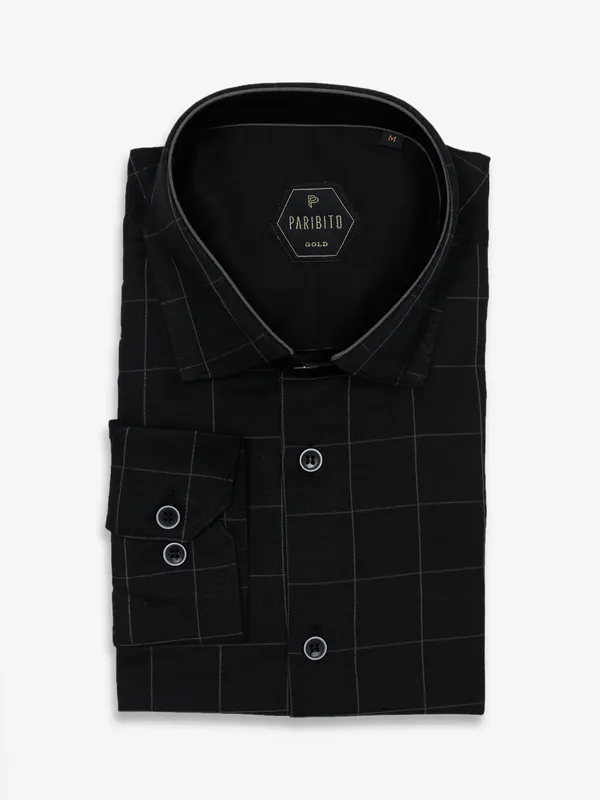 Paribito black checks full sleeve shirt