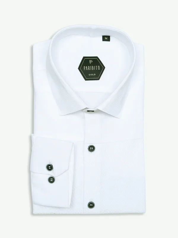 Paribito cotton white plain shirt