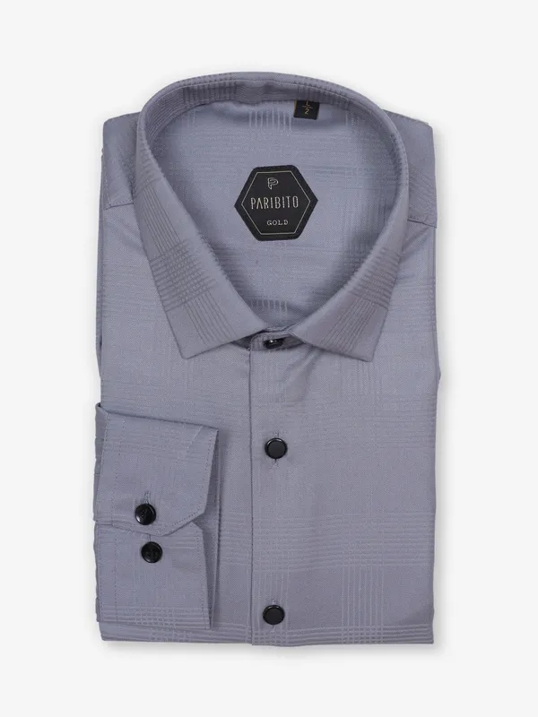 PARIBITO grey cotton silk texture shirt