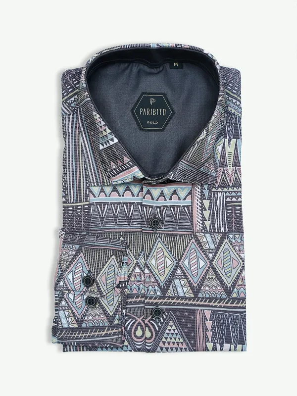 Paribito multi color printed cotton shirt