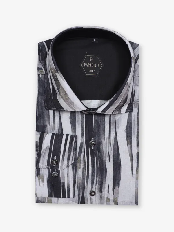 PARIBITO white printed full sleeve shirt