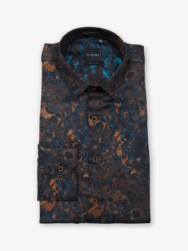 Party wear brown cotton shirt for men