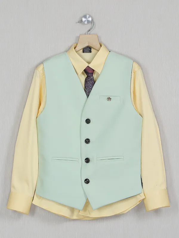 Party wear light green waistcoat in terry rayon