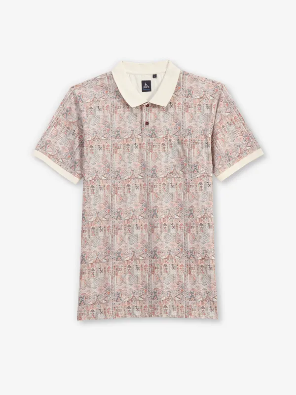 PARX brown printed cotton t-shirt