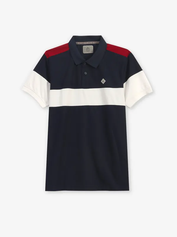 PARX navy color block cotton t-shirt