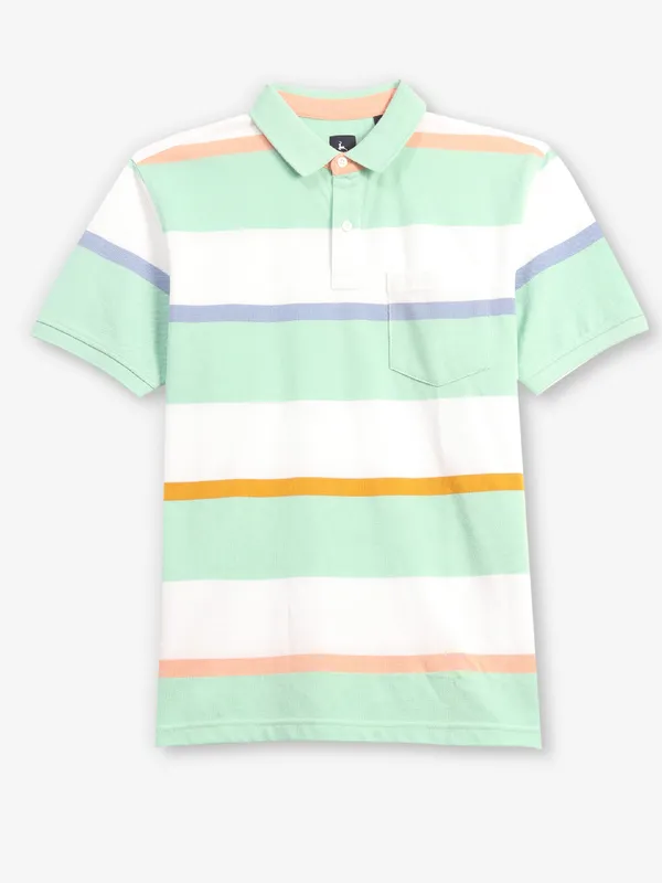 PARX stripe light green polo t-shirt