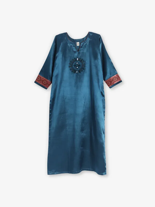 Pastel blue cotton silk kurti for women casual wear