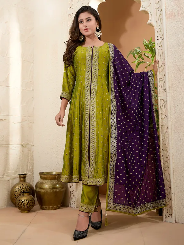 Pastel green silk wedding wear salwar suit