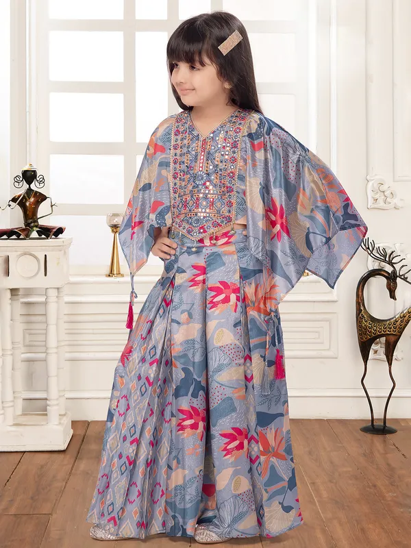 Pastel grey palazzo suit for festival wear