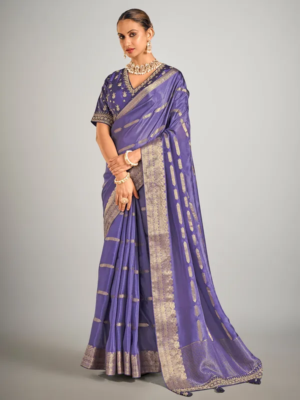 Pastel purple dola silk wedding saree