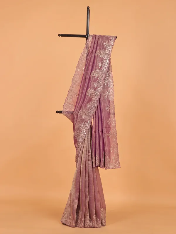 Pastel purple organza saree gor wedding